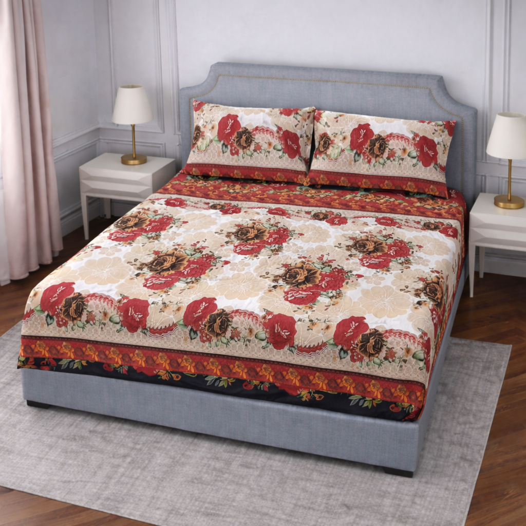 SPRINGSTONE POLYCOTTON DOUBLE PRINTED FLAT BEDSHEET ARTICLE NO HFDBSSD9M
