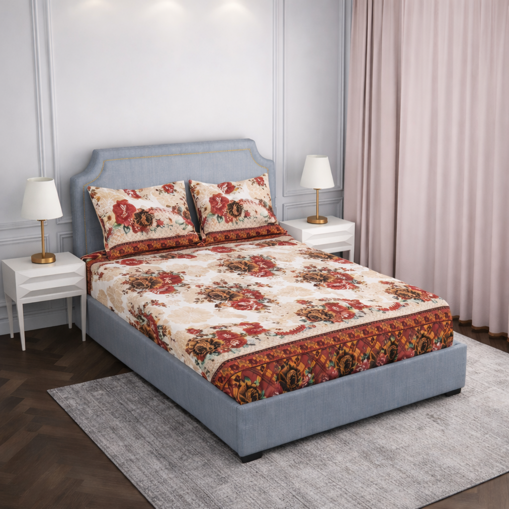 SPRINGSTONE POLYCOTTON DOUBLE PRINTED FLAT BEDSHEET ARTICLE NO HFDBSSD9M