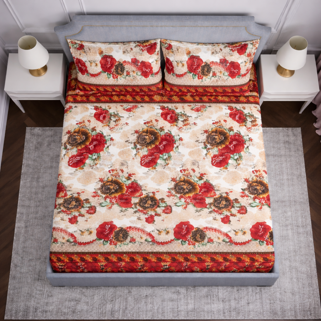 SPRINGSTONE POLYCOTTON DOUBLE PRINTED FLAT BEDSHEET ARTICLE NO HFDBSSD9M