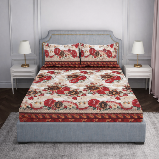 SPRINGSTONE POLYCOTTON DOUBLE PRINTED FLAT BEDSHEET ARTICLE NO HFDBSSD9M