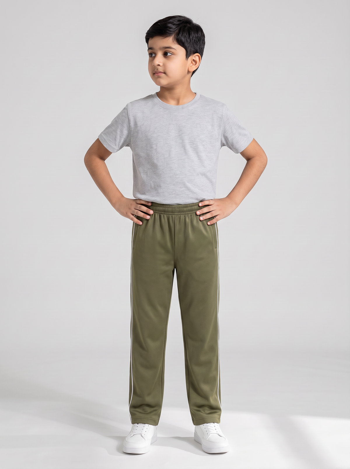 MOON FLY BOYS TRACK PANTS | SOLID BEIGE REGULAR FIT LOWER WITH ELASTIC WAIST & SIDE PIPING | CASUAL SPORTSWEAR JOGGERS FOR BOYS (Copy)