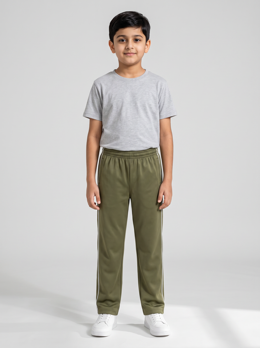MOON FLY BOYS TRACK PANTS | SOLID BEIGE REGULAR FIT LOWER WITH ELASTIC WAIST & SIDE PIPING | CASUAL SPORTSWEAR JOGGERS FOR BOYS (Copy)
