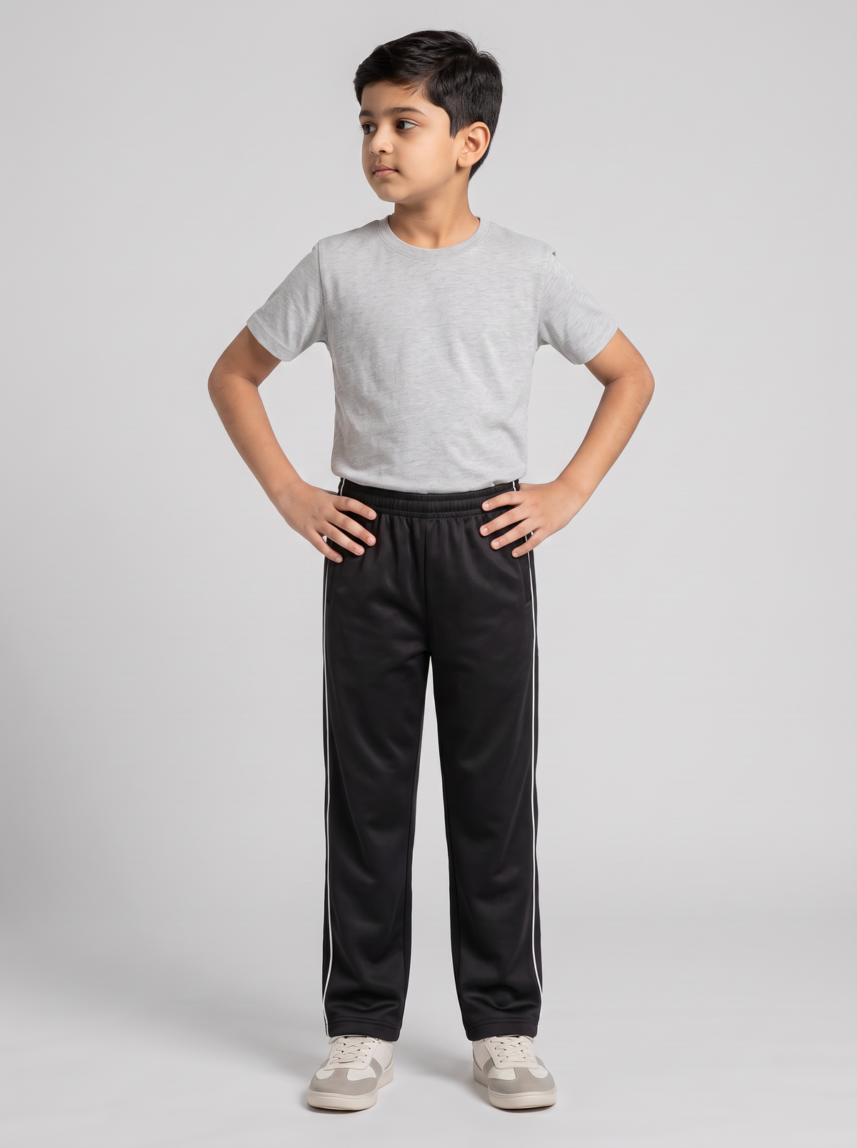 MOON FLY BOYS TRACK PANTS | SOLID BEIGE REGULAR FIT LOWER WITH ELASTIC WAIST & SIDE PIPING | CASUAL SPORTSWEAR JOGGERS FOR BOYS (Copy) (Copy)