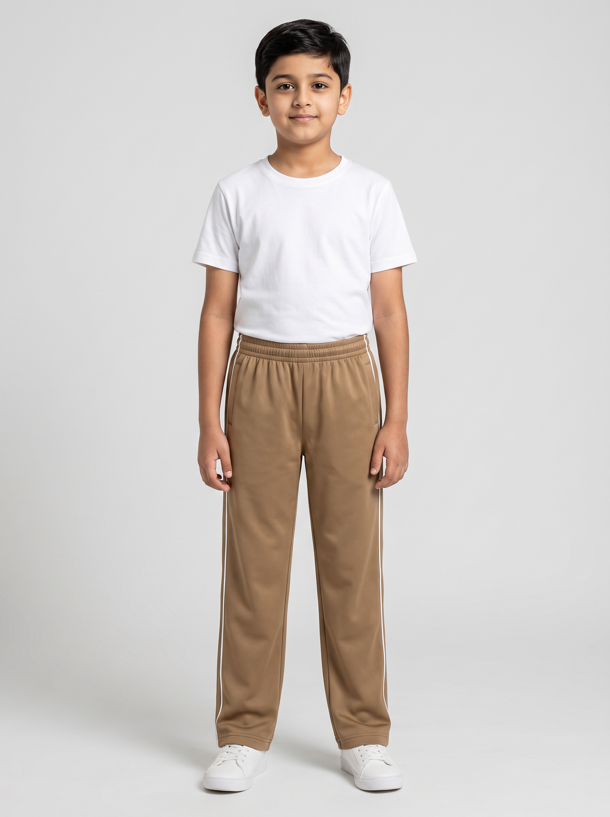 MOON FLY BOYS TRACK PANTS | SOLID BEIGE REGULAR FIT LOWER WITH ELASTIC WAIST & SIDE PIPING | CASUAL SPORTSWEAR JOGGERS FOR BOYS (Copy) (Copy) (Copy)