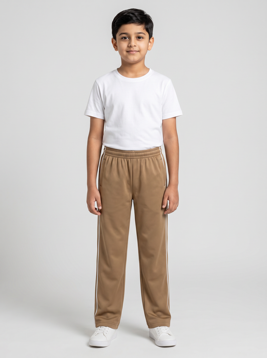 MOON FLY BOYS TRACK PANTS | SOLID BEIGE REGULAR FIT LOWER WITH ELASTIC WAIST & SIDE PIPING | CASUAL SPORTSWEAR JOGGERS FOR BOYS (Copy) (Copy) (Copy)