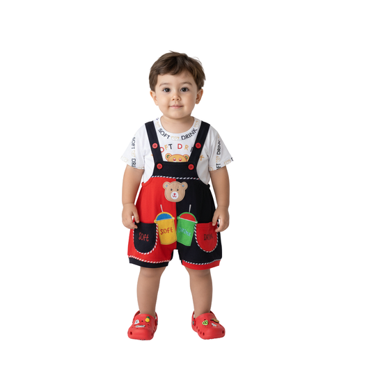 MOON FLY BABY BOYS DUNGAREE SET WITH T-SHIRT | COTTON BLEND | CUTE CARTOON PRINT | COMFORT FIT SUMMER WEAR ARTICLE NO KDDUD6C