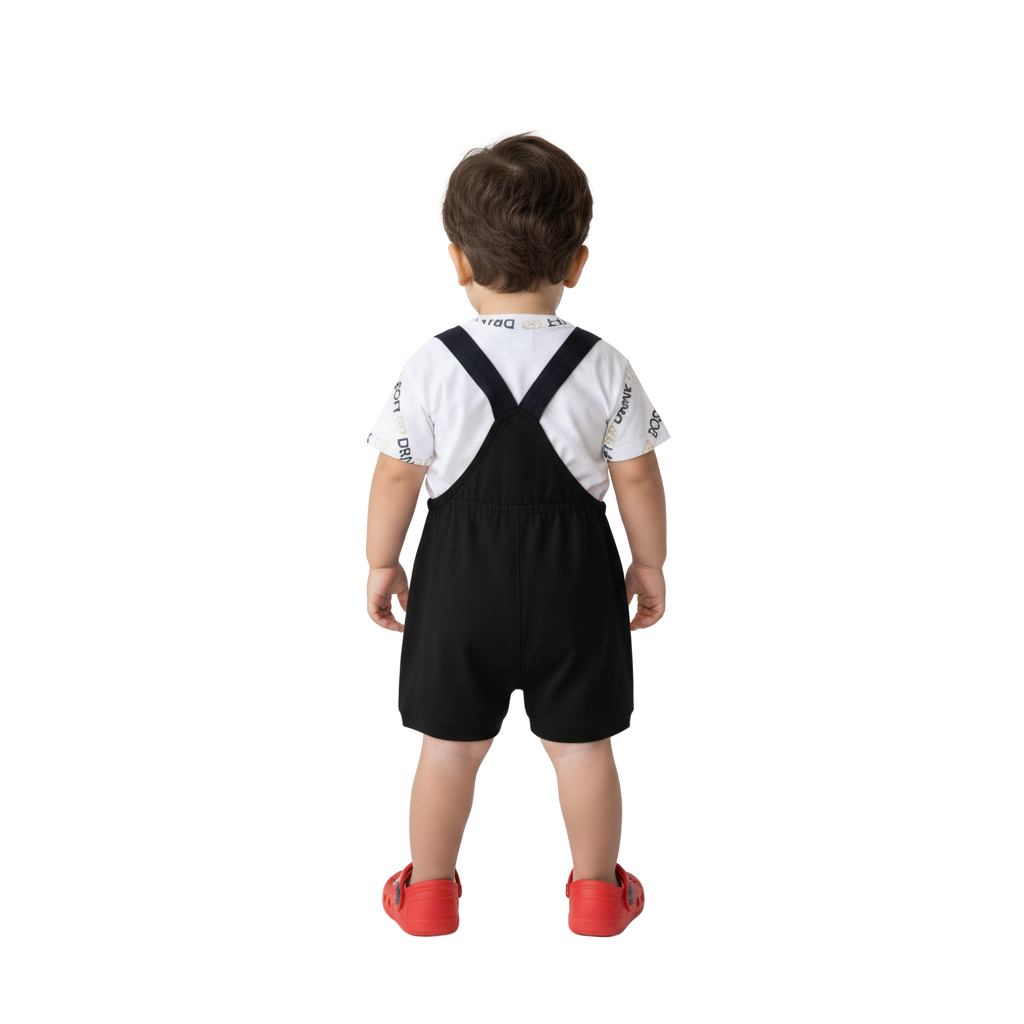 MOON FLY BABY BOYS DUNGAREE SET WITH T-SHIRT | COTTON BLEND | CUTE CARTOON PRINT | COMFORT FIT SUMMER WEAR ARTICLE NO KDDUD6C
