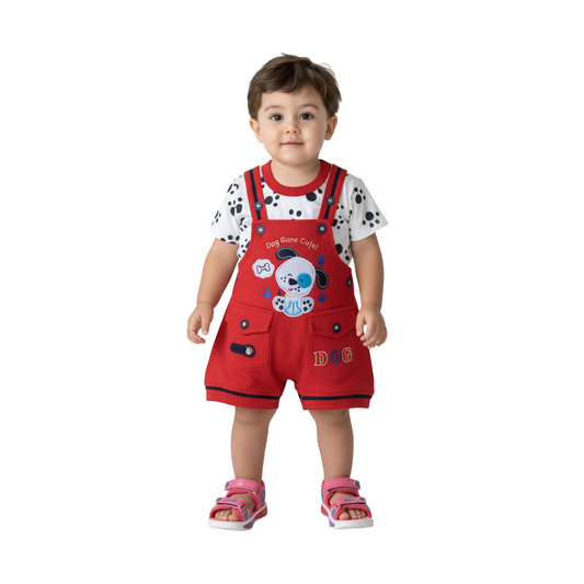 MOON FLY BABY BOYS DUNGAREE SET WITH T-SHIRT | COTTON BLEND | CUTE CARTOON PRINT | COMFORT FIT SUMMER WEAR ARTICLE NO KDDUD1C