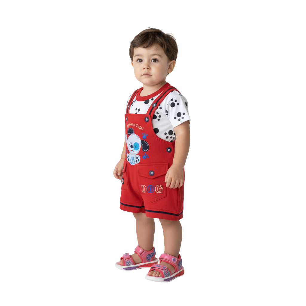 MOON FLY BABY BOYS DUNGAREE SET WITH T-SHIRT | COTTON BLEND | CUTE CARTOON PRINT | COMFORT FIT SUMMER WEAR ARTICLE NO KDDUD1C