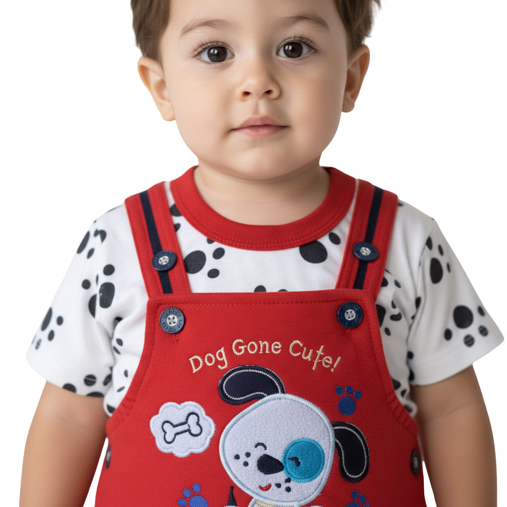 MOON FLY BABY BOYS DUNGAREE SET WITH T-SHIRT | COTTON BLEND | CUTE CARTOON PRINT | COMFORT FIT SUMMER WEAR ARTICLE NO KDDUD1C