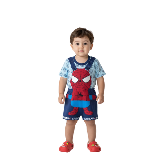 MOON FLY BABY BOYS DUNGAREE SET WITH T-SHIRT | COTTON BLEND | CUTE CARTOON PRINT | COMFORT FIT SUMMER WEAR ARTICLE NO KDDUD4C