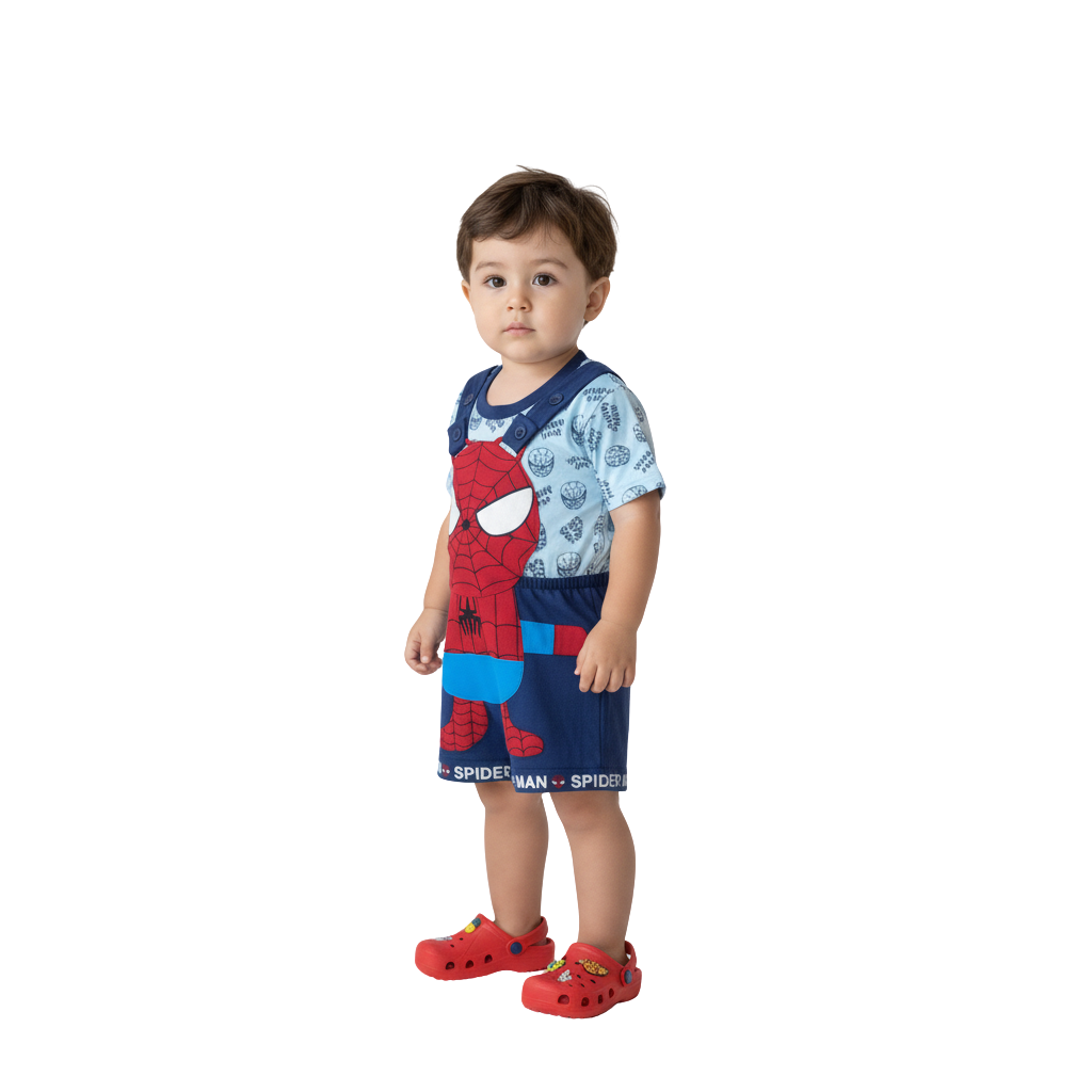 MOON FLY BABY BOYS DUNGAREE SET WITH T-SHIRT | COTTON BLEND | CUTE CARTOON PRINT | COMFORT FIT SUMMER WEAR ARTICLE NO KDDUD4C