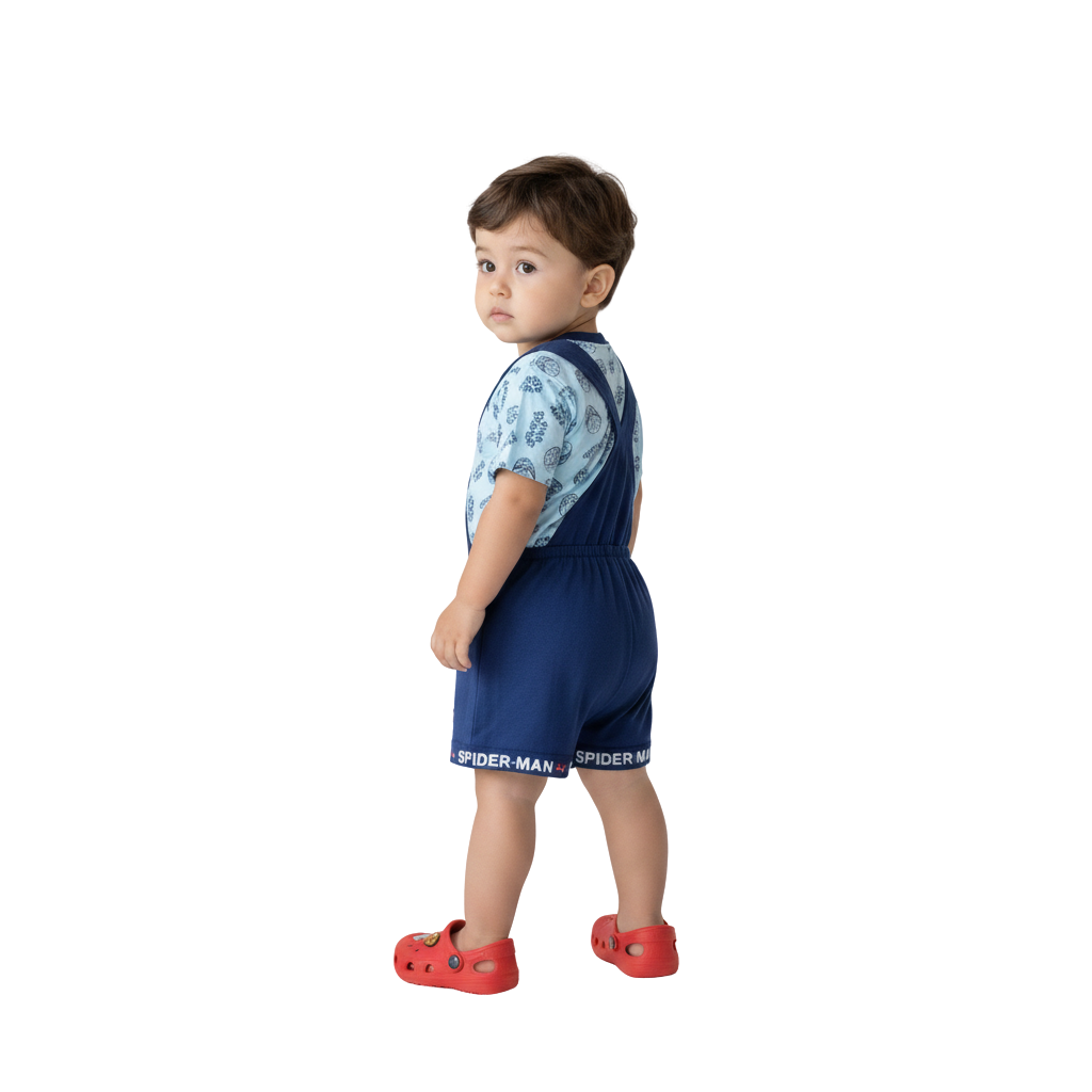 MOON FLY BABY BOYS DUNGAREE SET WITH T-SHIRT | COTTON BLEND | CUTE CARTOON PRINT | COMFORT FIT SUMMER WEAR ARTICLE NO KDDUD4C