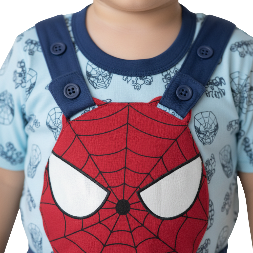 MOON FLY BABY BOYS DUNGAREE SET WITH T-SHIRT | COTTON BLEND | CUTE CARTOON PRINT | COMFORT FIT SUMMER WEAR ARTICLE NO KDDUD4C