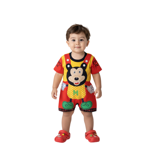 MOON FLY BABY BOYS DUNGAREE SET WITH T-SHIRT | COTTON BLEND | CUTE CARTOON PRINT | COMFORT FIT SUMMER WEAR ARTICLE NO KDDUD5C