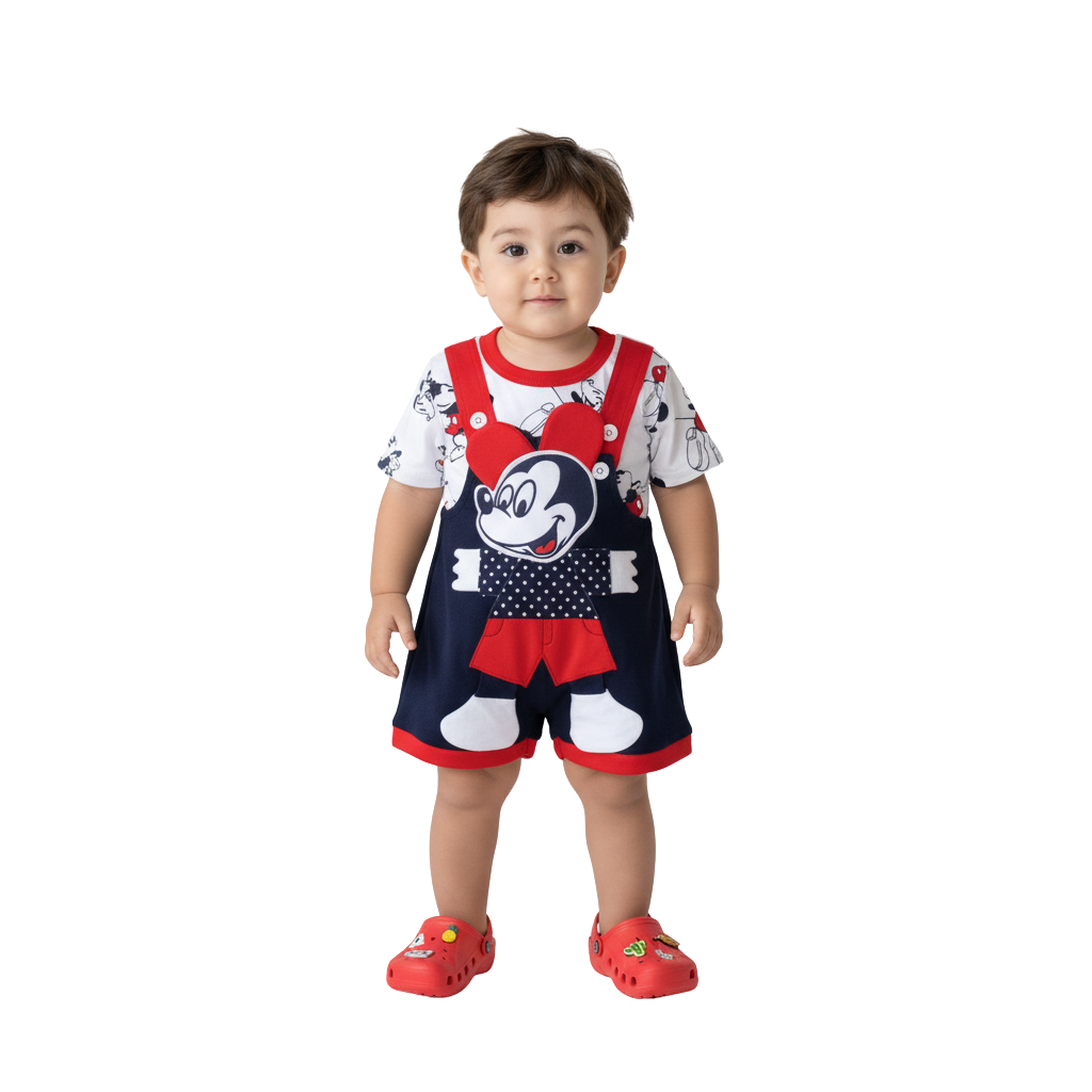 MOON FLY BABY BOYS DUNGAREE SET WITH T-SHIRT | COTTON BLEND | CUTE CARTOON PRINT | COMFORT FIT SUMMER WEAR ARTICLE NO KDDUD9C