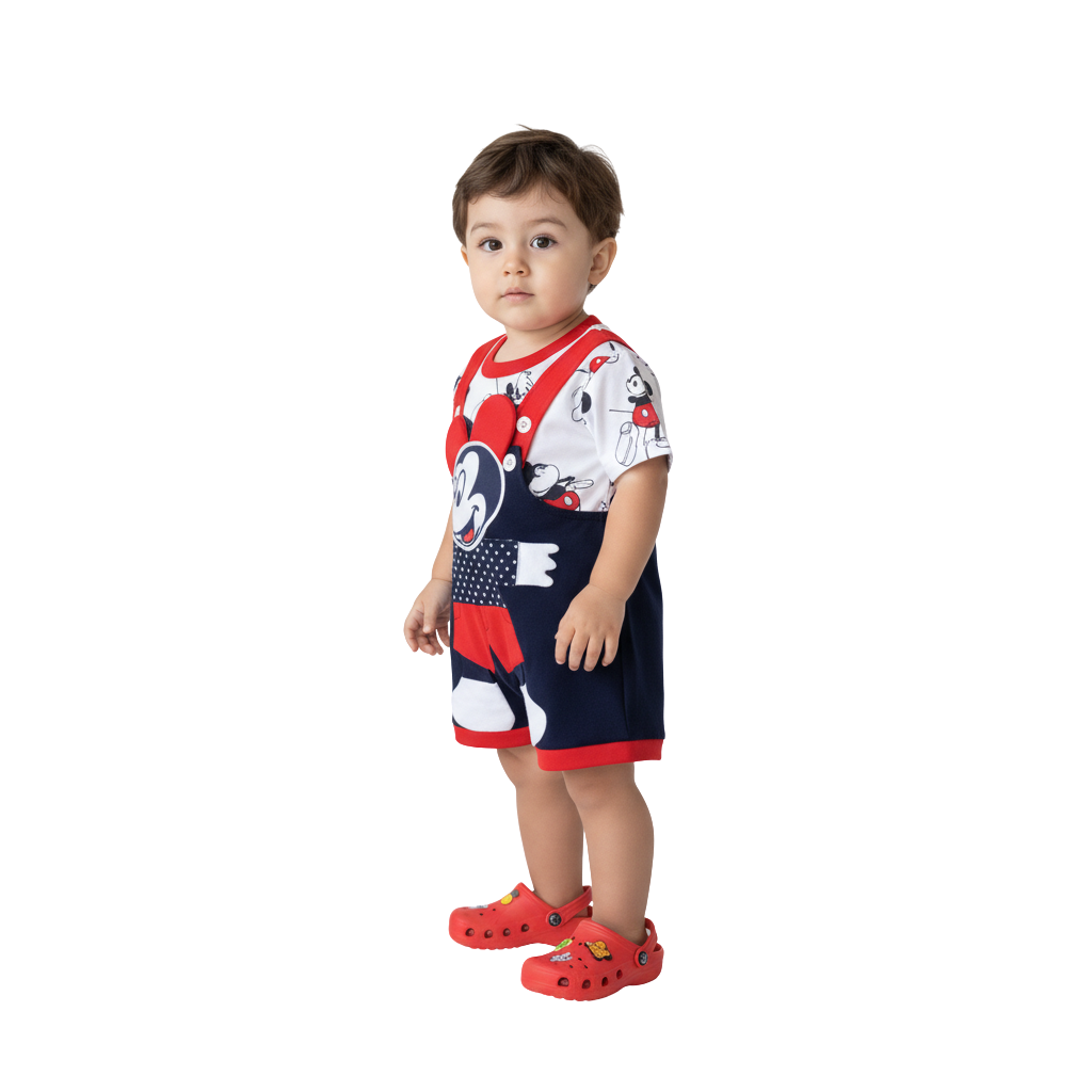 MOON FLY BABY BOYS DUNGAREE SET WITH T-SHIRT | COTTON BLEND | CUTE CARTOON PRINT | COMFORT FIT SUMMER WEAR ARTICLE NO KDDUD9C