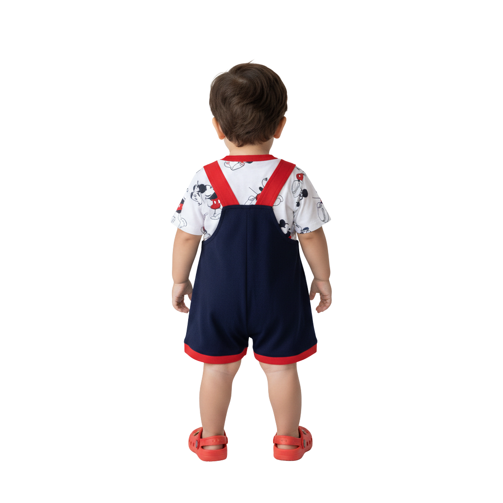 MOON FLY BABY BOYS DUNGAREE SET WITH T-SHIRT | COTTON BLEND | CUTE CARTOON PRINT | COMFORT FIT SUMMER WEAR ARTICLE NO KDDUD9C
