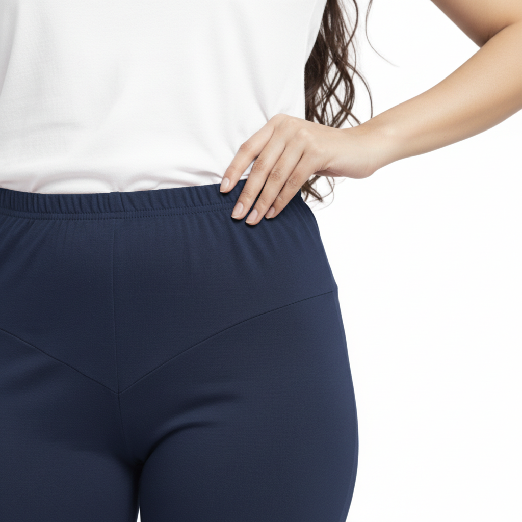 MOON FLY WOMEN 4 WAY STRETCH NAVY BLUE CHURIDAAR LEGGINGS | HIGH RISE ELASTIC WAIST | SOLID FULL LENGTH | DAILY & ETHNIC WEAR