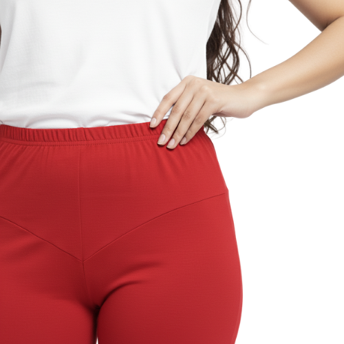 MOON FLY WOMEN 4 WAY STRETCH RED CHURIDAAR LEGGINGS | HIGH RISE ELASTIC WAIST | SOLID FULL LENGTH | DAILY & ETHNIC WEAR