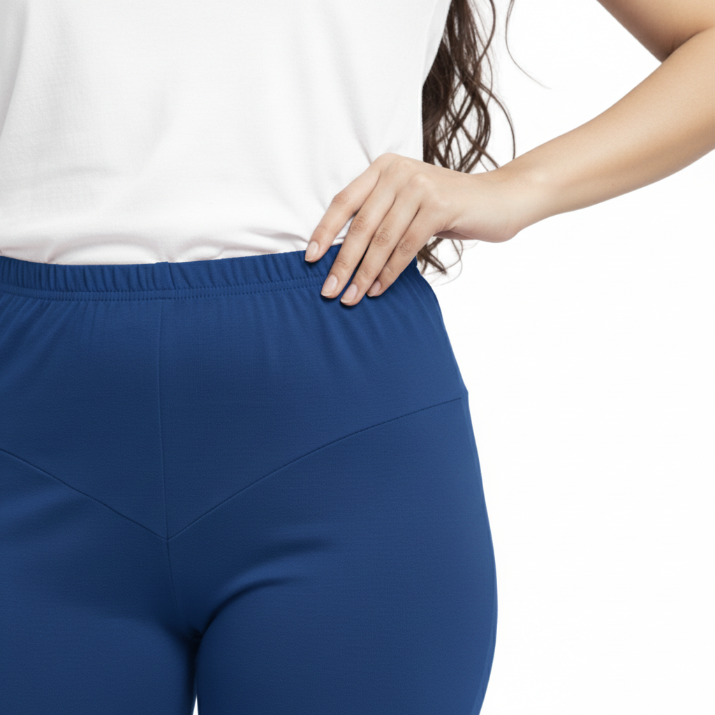 MOON FLY WOMEN 4 WAY STRETCH ROYAL BLUE CHURIDAAR LEGGINGS | HIGH RISE ELASTIC WAIST | SOLID FULL LENGTH | DAILY & ETHNIC WEAR