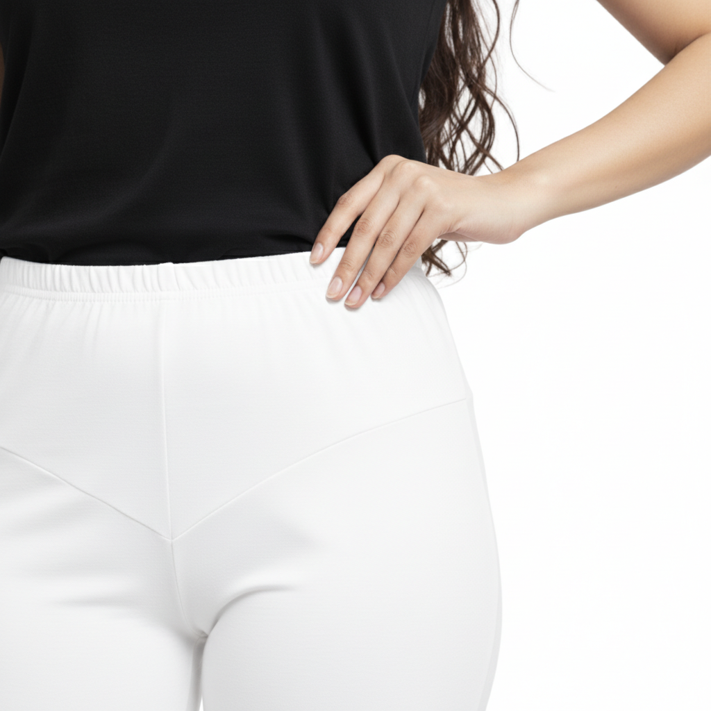 MOON FLY WOMEN 4 WAY STRETCH WHITE CHURIDAAR LEGGINGS | HIGH RISE ELASTIC WAIST | SOLID FULL LENGTH | DAILY & ETHNIC WEAR