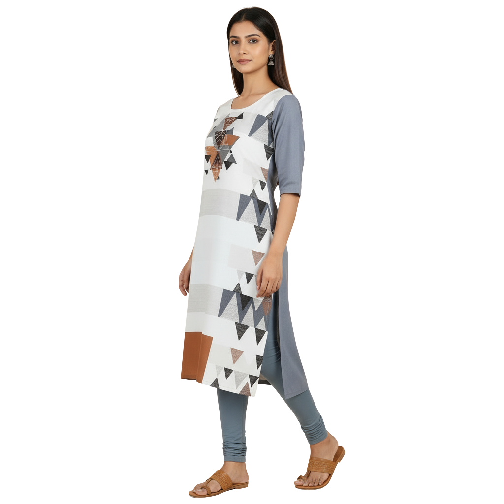 MOON FLY WOMEN CREPE PRINTED STRAIGHT KURTI | ELEGANT DAILY WEAR ETHNIC KURTA | CASUAL OFFICE WEAR KURTI FOR WOMEN ARTICLE NO WSKD4C1