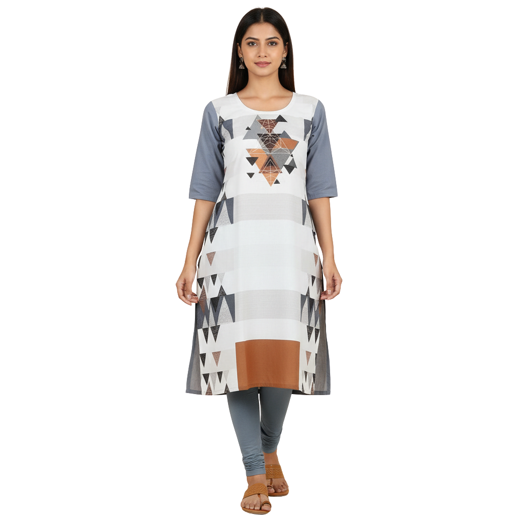 MOON FLY WOMEN CREPE PRINTED STRAIGHT KURTI | ELEGANT DAILY WEAR ETHNIC KURTA | CASUAL OFFICE WEAR KURTI FOR WOMEN ARTICLE NO WSKD4C1