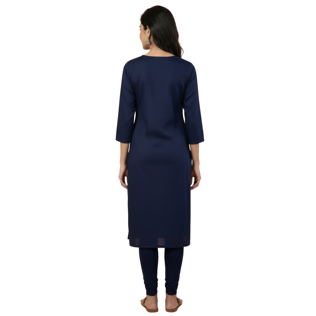 MOON FLY WOMEN CREPE PRINTED STRAIGHT KURTI | ETHNIC CASUAL DAILY WEAR KURTA | THREE QUARTER SLEEVE KNEE LENGTH KURTI FOR WOMEN ARTICLE NO WSKD7C1