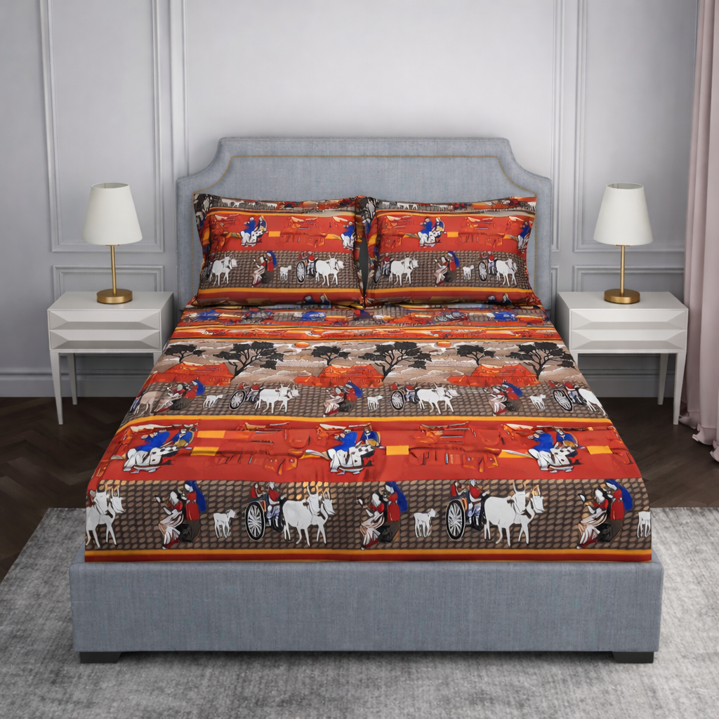 SPRINGSTONE POLYCOTTON DOUBLE PRINTED FLAT BEDSHEET ARTICLE NO HFDBSSD11M