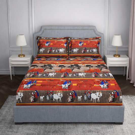 SPRINGSTONE POLYCOTTON DOUBLE PRINTED FLAT BEDSHEET ARTICLE NO HFDBSSD11M
