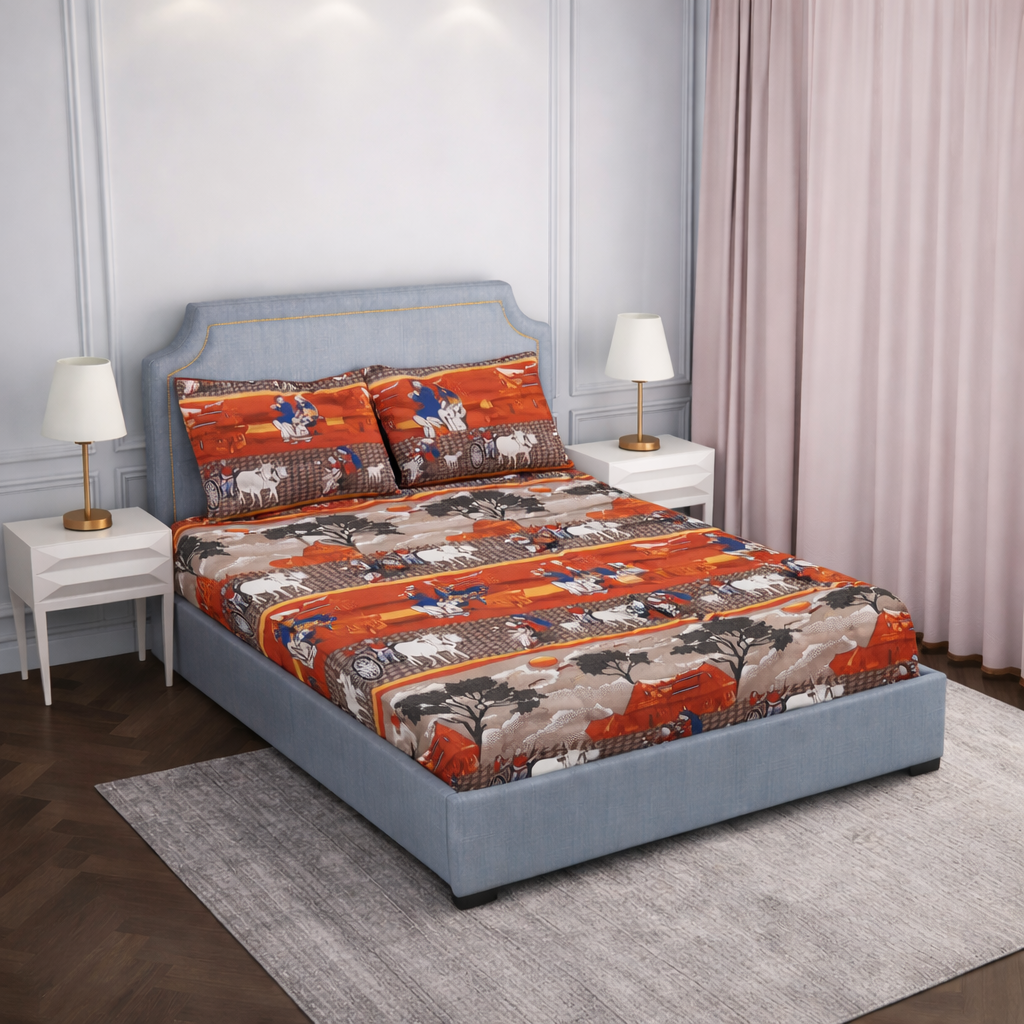 SPRINGSTONE POLYCOTTON DOUBLE PRINTED FLAT BEDSHEET ARTICLE NO HFDBSSD11M