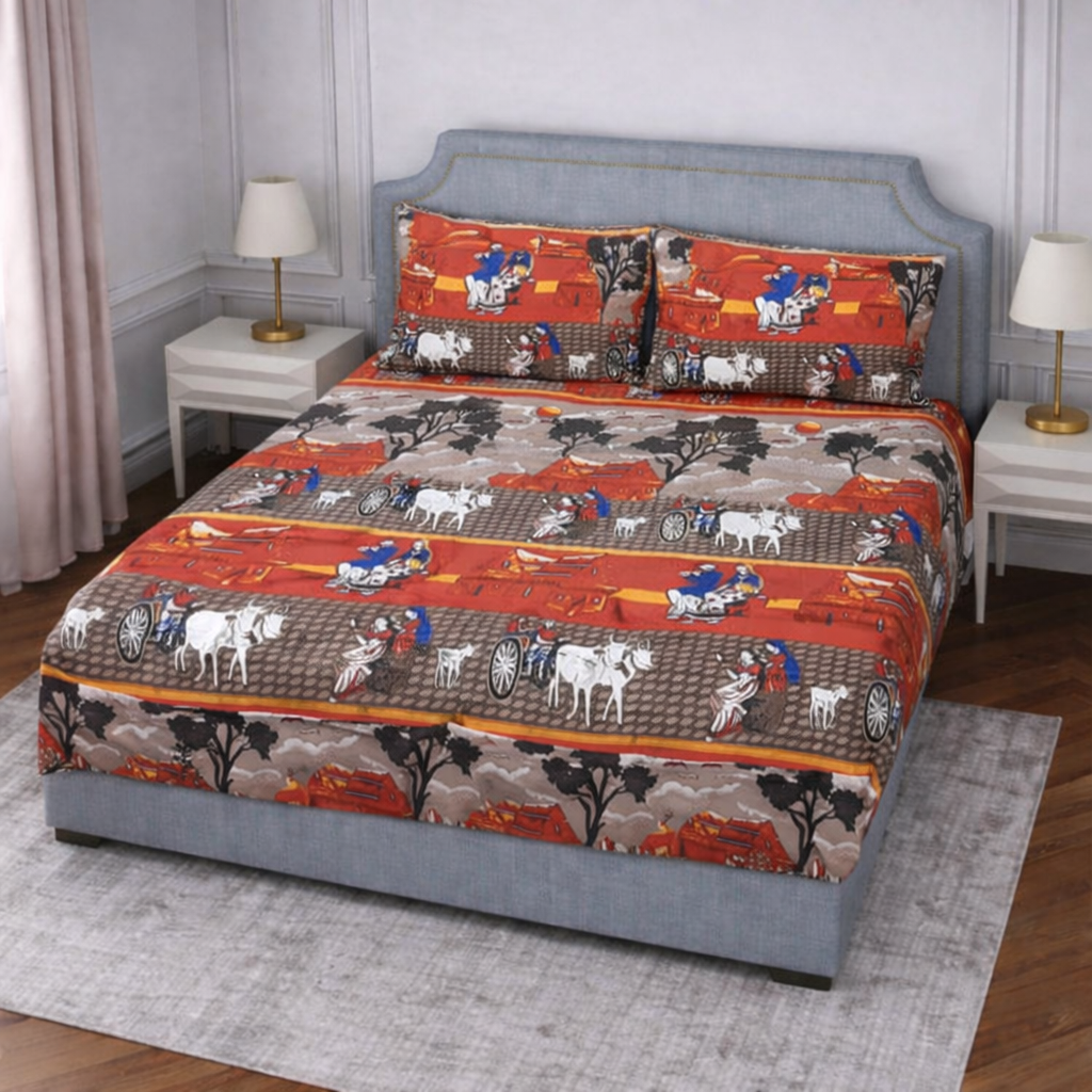 SPRINGSTONE POLYCOTTON DOUBLE PRINTED FLAT BEDSHEET ARTICLE NO HFDBSSD11M