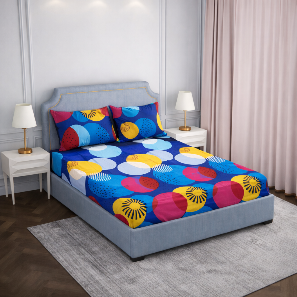 SPRINGSTONE POLYCOTTON DOUBLE PRINTED FLAT BEDSHEET ARTICLE NO HFDBSSD1M