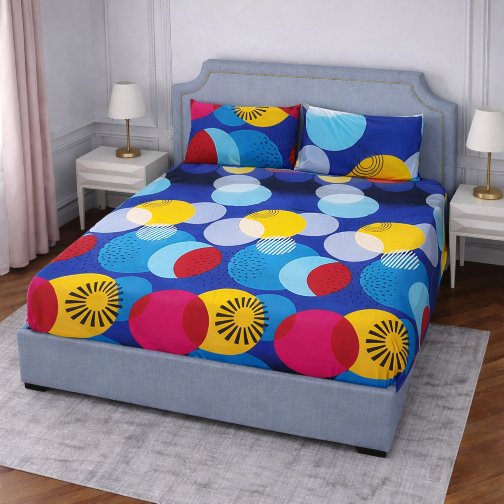 SPRINGSTONE POLYCOTTON DOUBLE PRINTED FLAT BEDSHEET ARTICLE NO HFDBSSD1M