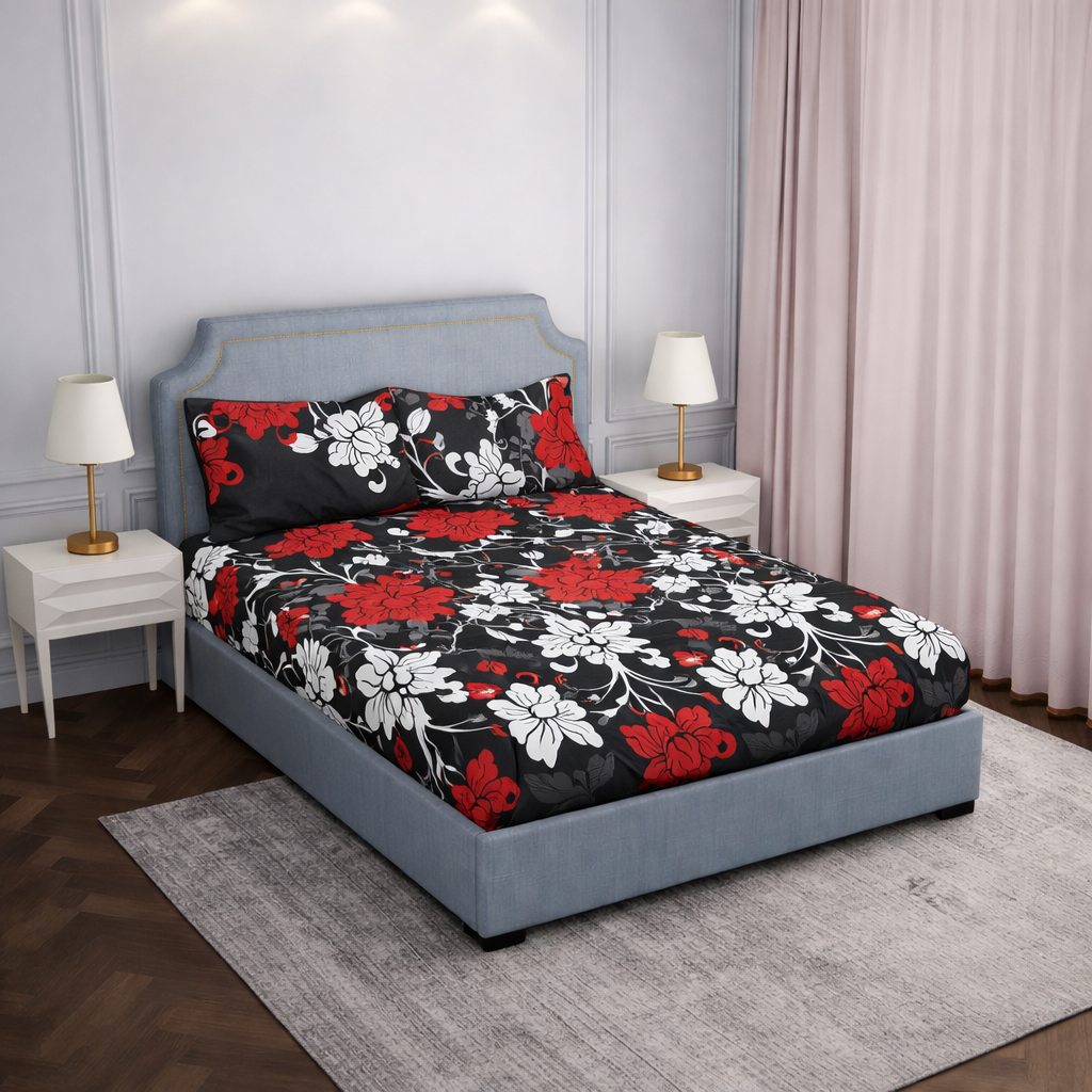 SPRINGSTONE POLYCOTTON DOUBLE PRINTED FLAT BEDSHEET ARTICLE NO HFDBSSD4M