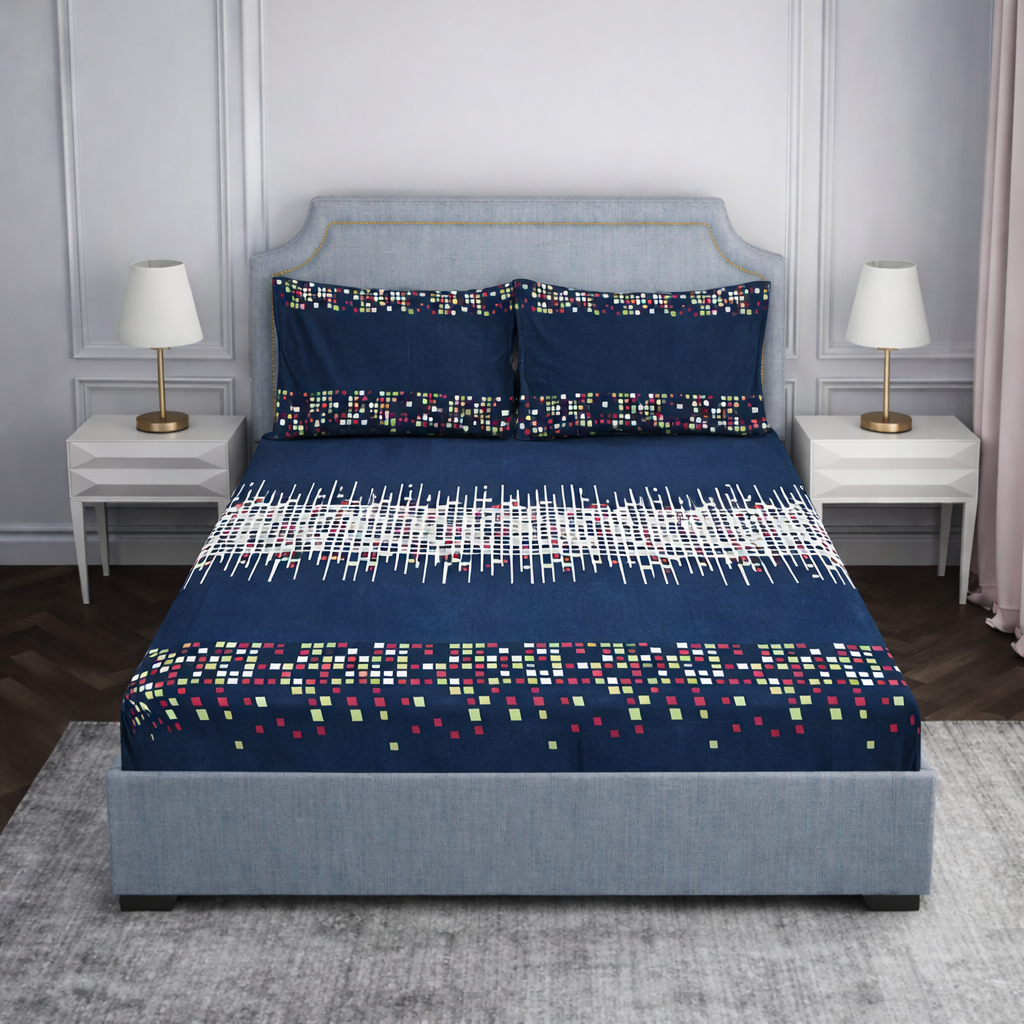 SPRINGSTONE POLYCOTTON DOUBLE PRINTED FLAT BEDSHEET ARTICLE NO HFDBSSD5M