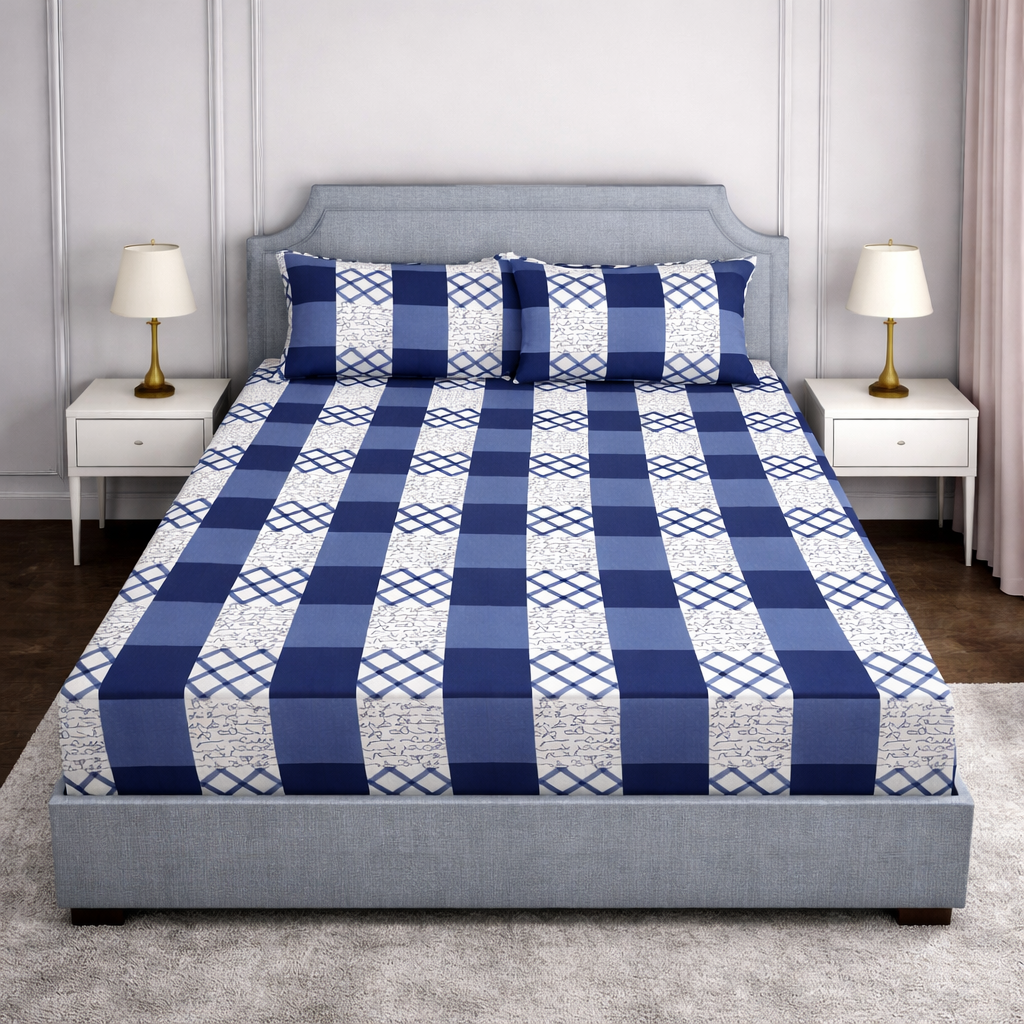 SPRINGSTONE POLYCOTTON DOUBLE PRINTED FLAT BEDSHEET ARTICLE NO HFDBSSD7M