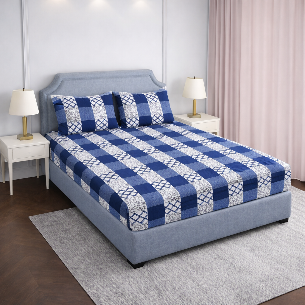 SPRINGSTONE POLYCOTTON DOUBLE PRINTED FLAT BEDSHEET ARTICLE NO HFDBSSD7M