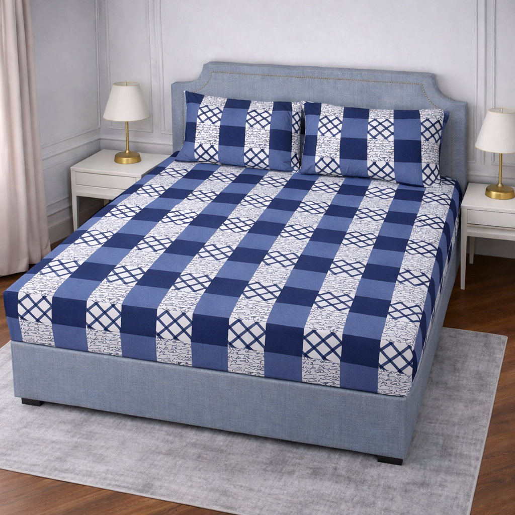 SPRINGSTONE POLYCOTTON DOUBLE PRINTED FLAT BEDSHEET ARTICLE NO HFDBSSD7M