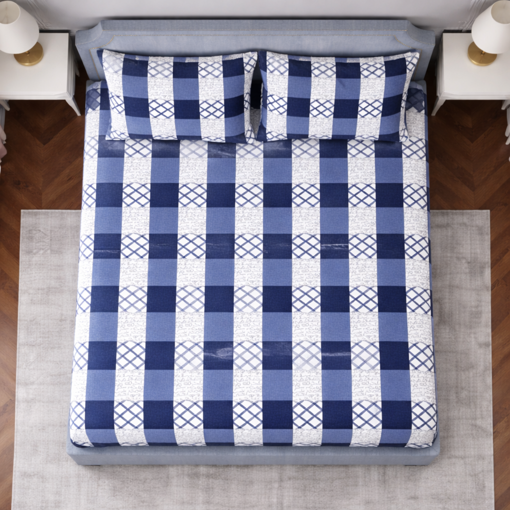 SPRINGSTONE POLYCOTTON DOUBLE PRINTED FLAT BEDSHEET ARTICLE NO HFDBSSD7M