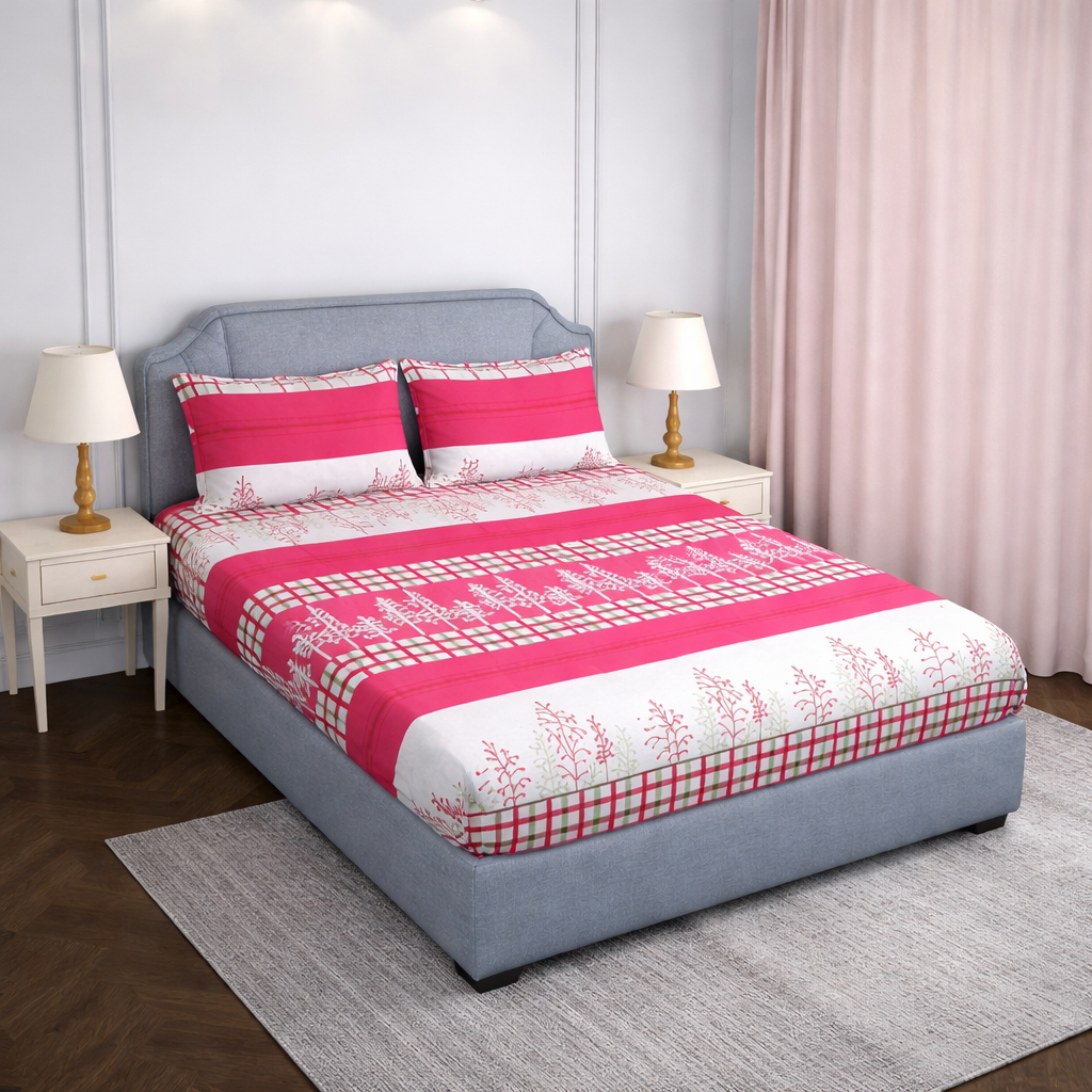 SPRINGSTONE POLYCOTTON DOUBLE PRINTED FLAT BEDSHEET ARTICLE NO HFDBSSD8M
