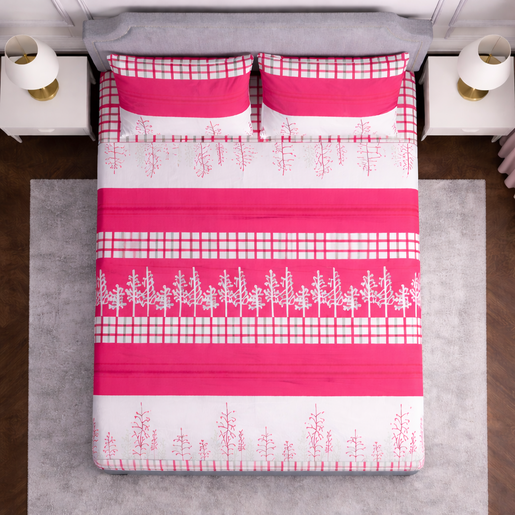 SPRINGSTONE POLYCOTTON DOUBLE PRINTED FLAT BEDSHEET ARTICLE NO HFDBSSD8M
