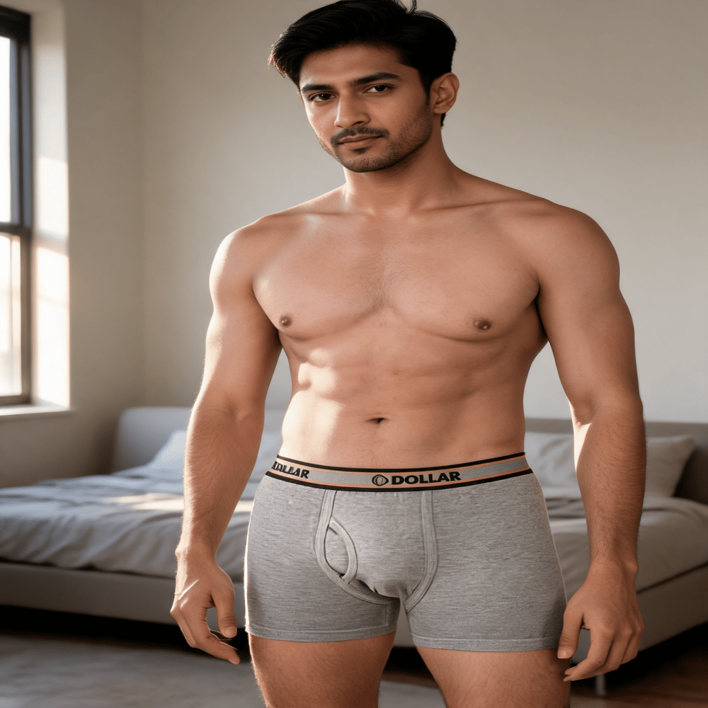 Dollar Bigboss Men's Plain Long Trunk | 100% Combed Cotton | Soft & Breathable Innerwear | Longer Leg Coverage | Regular Fit Men's Trunk