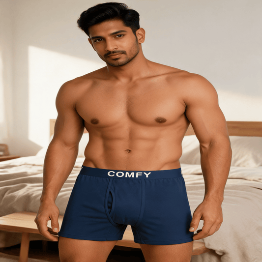 Amul Comfy Men Plain Long Trunk | 100% Combed Cotton | Soft & Breathable Innerwear | Longer Leg Coverage | Regular Fit Men Trunk