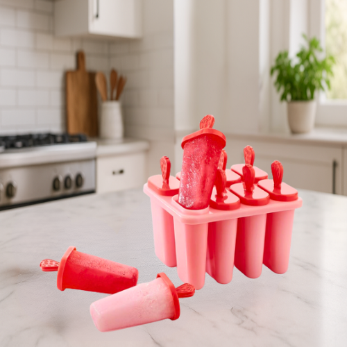 WELLMORA Set of 8 Plastic 100% Food Grade Homemade Reusable for Home, Kitchen, Ice Lolly Mould,Popsicle Frozen Ice Cream, Ice Pop Makers, Kulfi Candy Mould Tray for Children & Adults - Multicolor ARTICLE NO HKDFITWD5M