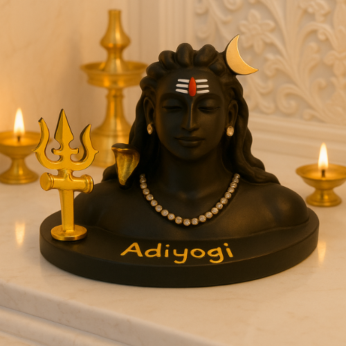 SPRINKLES Adiyogi Shiva Statue for Home Decor – Black Polyresin Idol for Meditation, Office Desk, Car Dashboard | Mahadev Murti Spiritual Gift for Men & Women ARTICLE NO GDLKSJISD5M