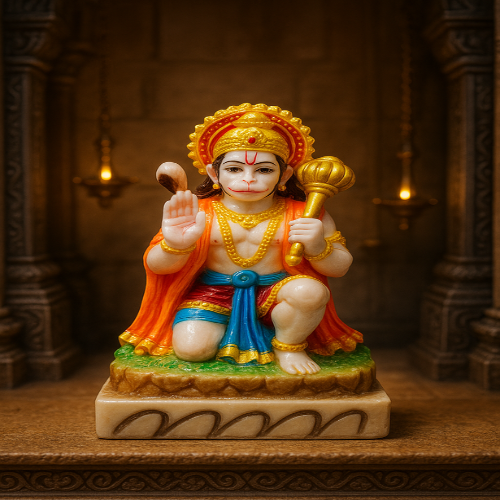 SPRINKLES Marble Polyresin Aashirwad Hanuman Bala ji Murti Statue Idol Hanuman Ji Bajrangbali Murti Statue for Home Pooja Gifted Piece Office Décor Idol 7 Inches ARTICLE NO GDLKSJISD4M
