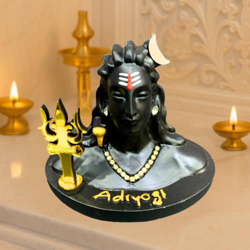 SPRINKLES Adiyogi Shiva Statue for Home Decor – Black Polyresin Idol for Meditation, Office Desk, Car Dashboard | Mahadev Murti Spiritual Gift for Men & Women ARTICLE NO GDLKSJISD5M