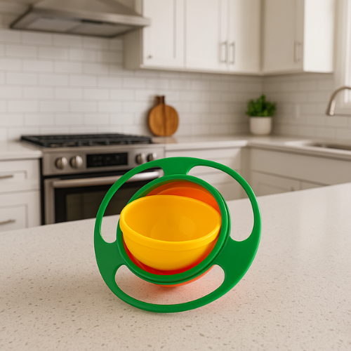 WELLMORA Bowl for Baby 1 Pc – Multicolor Non-Spill Toddler Feeding Bowl, 360° Rotating Spill-Proof Dish for Kids, Snack Container with Lid, BPA-Free, Easy to Clean, Mealtime Solution for Babies ARTICLE NO HKMSKSPWD2M